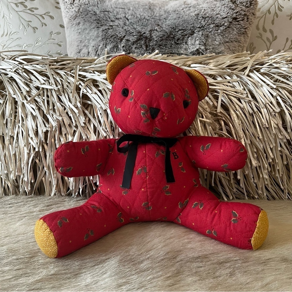 Vintage VERA BRADLEY Noah Holiday 1998 Plush Bear 10” Red Green Holly Christmas